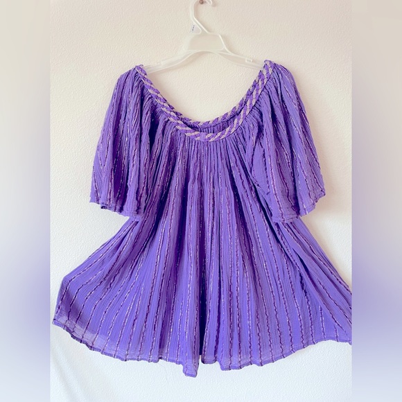 New Beautiful Purple Tops Purple with Gold Design Cotton material from Greece. - Picture 3 of 5